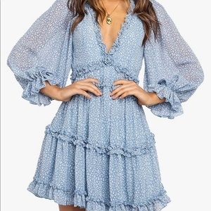 Never worn, Womens Ruffle Long Sleeve Floral Print Mini Dress